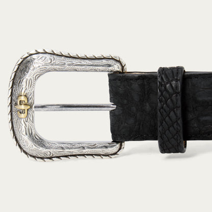 Matte Caiman Western Tab Belt Black - Stetson