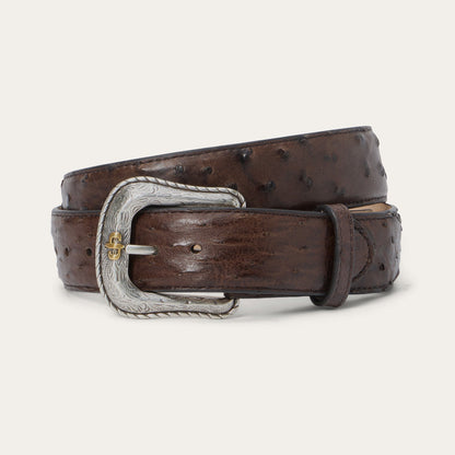 Ostrich Western Tab Belt Mocha Brown - Stetson