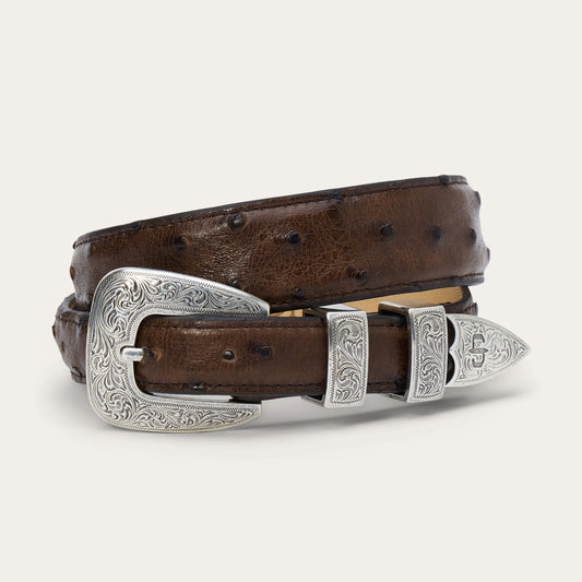 Ostrich Tapered Belt Mocha Brown - Stetson
