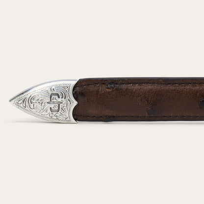 Ostrich Tapered Belt Mocha Brown - Stetson