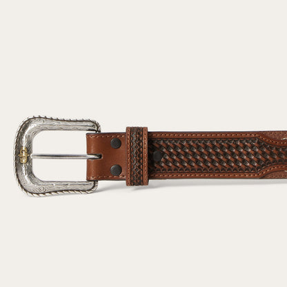 Pebble Leather Basket Weave Tabs Belt Natural/Brown - Stetson