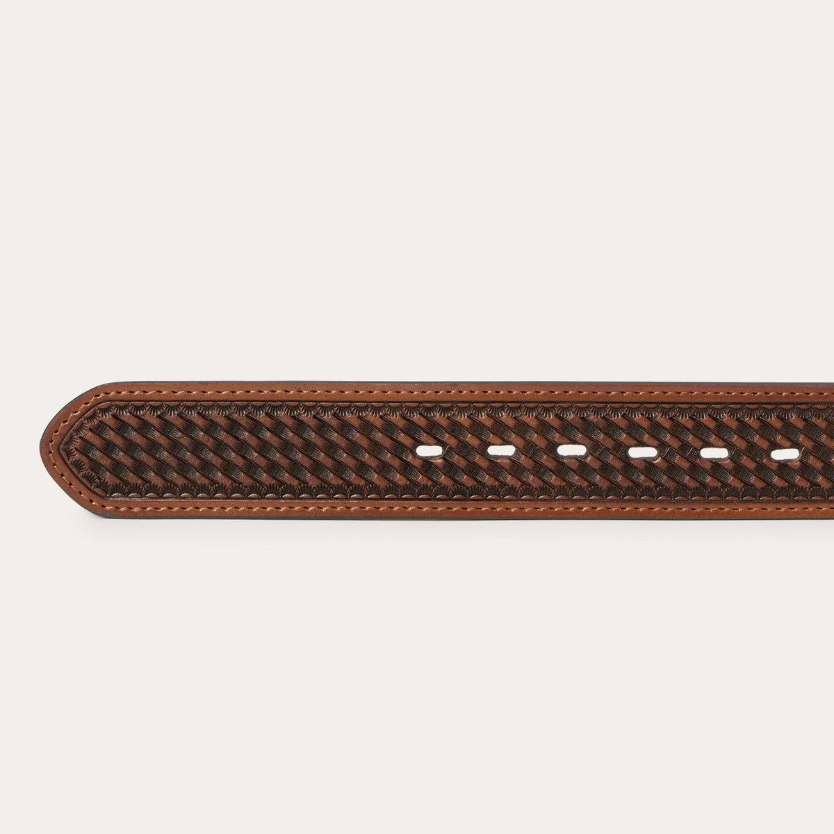 Pebble Leather Basket Weave Tabs Belt Natural/Brown - Stetson