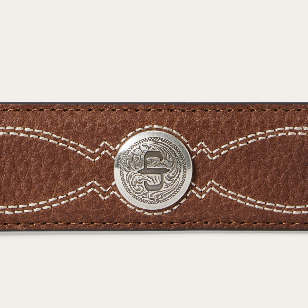 Pebble Leather Basket Weave Tabs Belt Natural/Brown - Stetson