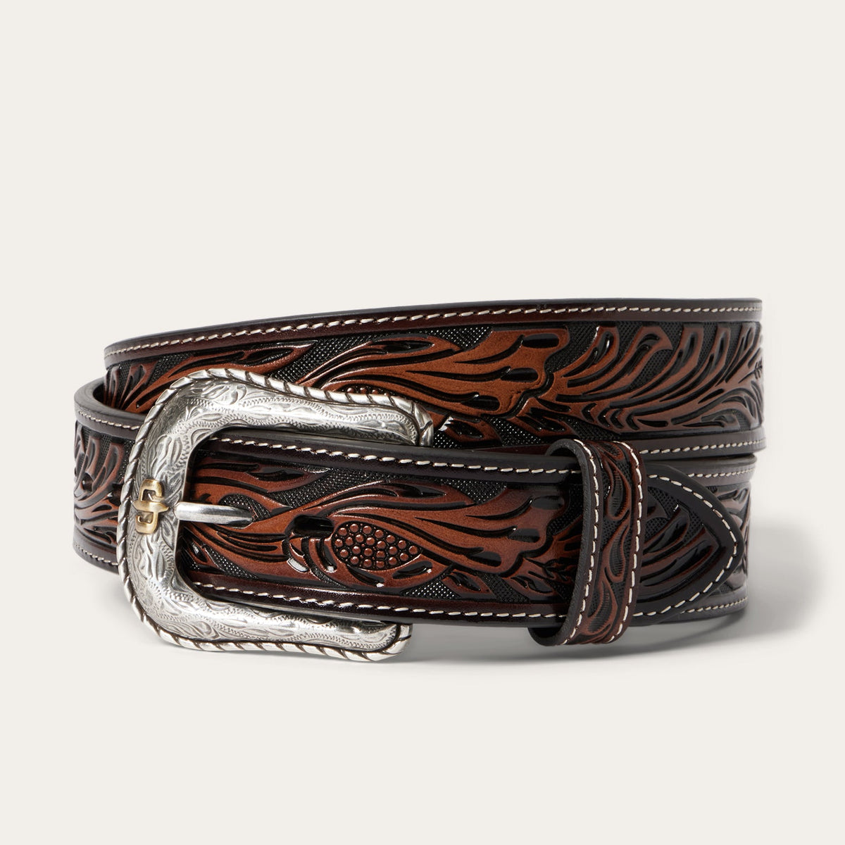 Tooled Belt Dark Brown - Stetson