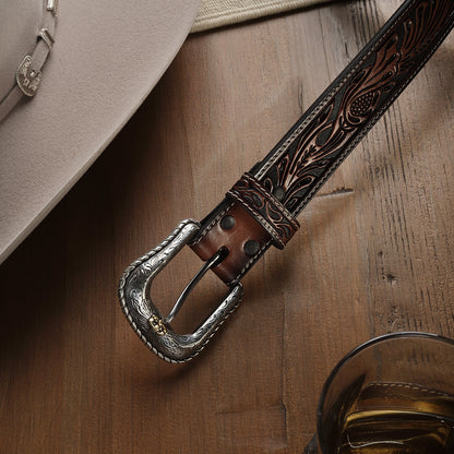 Tooled Belt Dark Brown - Stetson