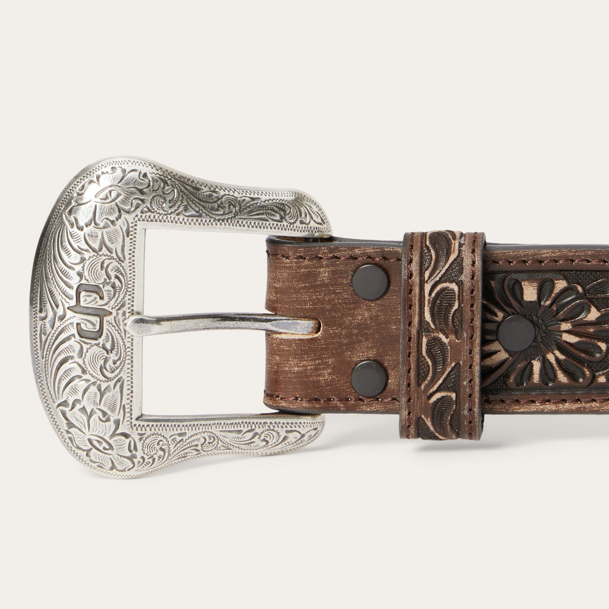 Hair-on-Hide Tooled Tab Belt Vintage/Brown - Stetson