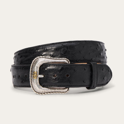Ostrich Western Tab Belt Black - Stetson