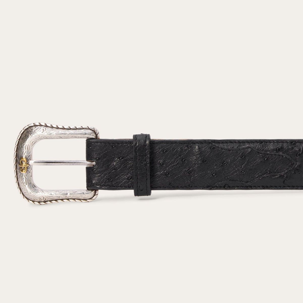 Ostrich Western Tab Belt Black - Stetson