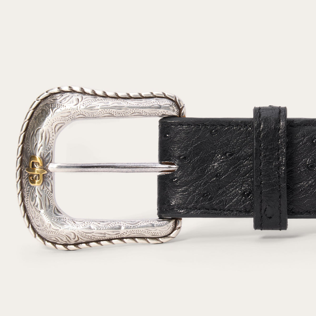 Ostrich Western Tab Belt Black - Stetson