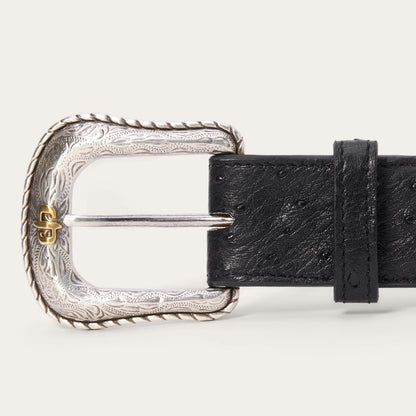Ostrich Western Tab Belt Black - Stetson