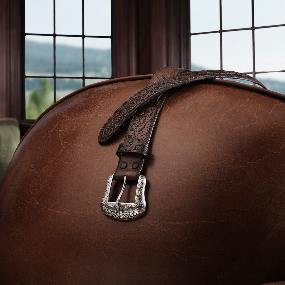 Tooled Tab Belt Cognac - Stetson