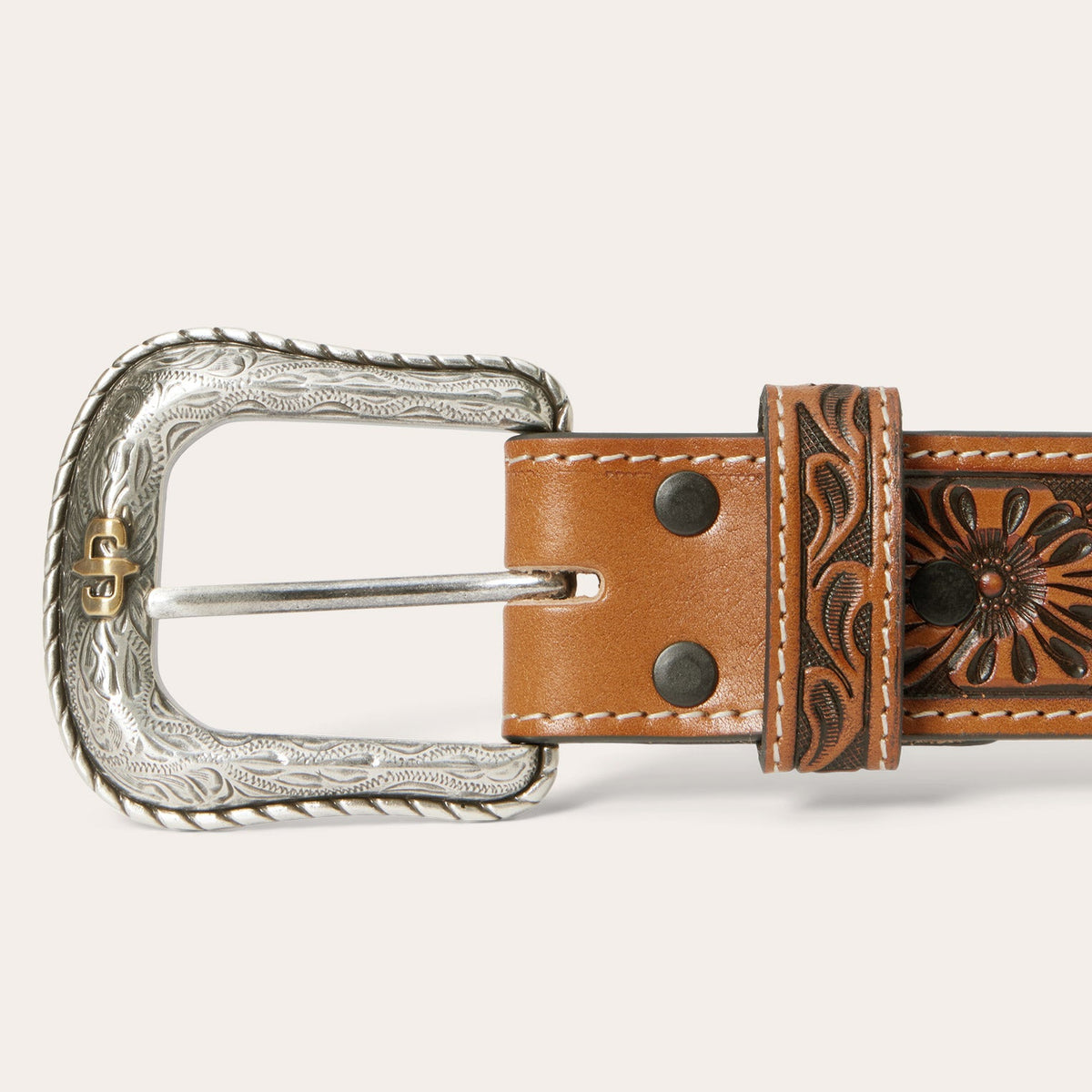 Tooled Tab Belt Cognac - Stetson