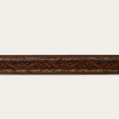 Tooled Horse Hair Braided Edge Belt Natural - Stetson