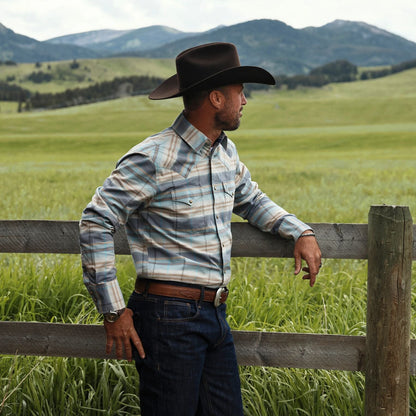 Bison Leather Tooled Tab Belt Hazelnut Bison - Stetson