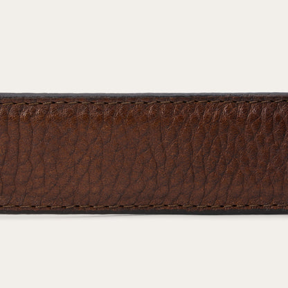 Bison Leather Tooled Tab Belt Hazelnut Bison - Stetson