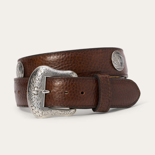 Bison Leather Concho Belt Hazelnut Bison - Stetson