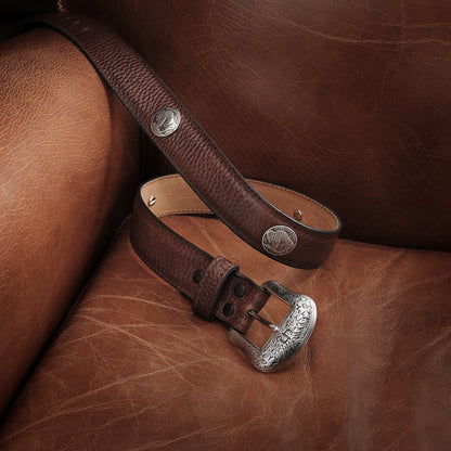 Bison Leather Concho Belt Hazelnut Bison - Stetson