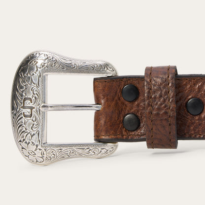 Bison Leather Concho Belt Hazelnut Bison - Stetson