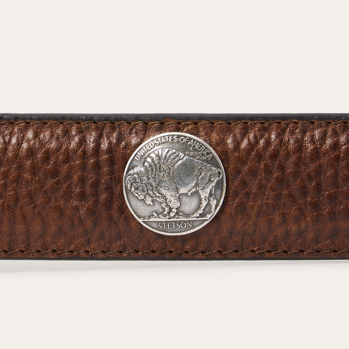 Bison Leather Concho Belt Hazelnut Bison - Stetson