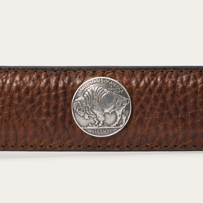 Bison Leather Concho Belt Hazelnut Bison - Stetson