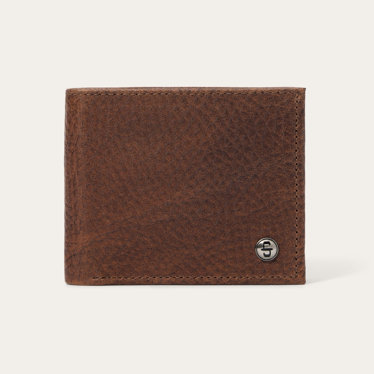 Bison Leather Stetson Rivet Bi-Fold Wallet Hazelnut Bison - Stetson