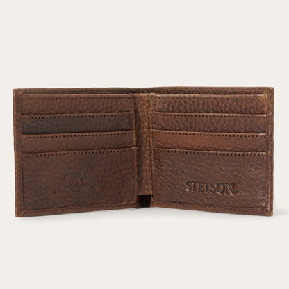 Bison Leather Stetson Rivet Bi-Fold Wallet Hazelnut Bison - Stetson