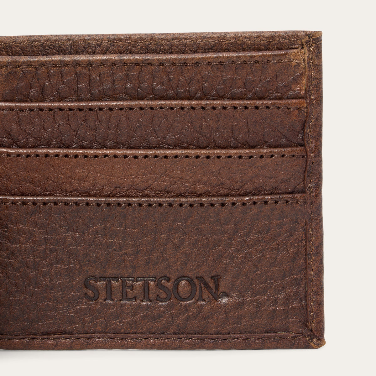 Bison Leather Stetson Rivet Bi-Fold Wallet Hazelnut Bison - Stetson