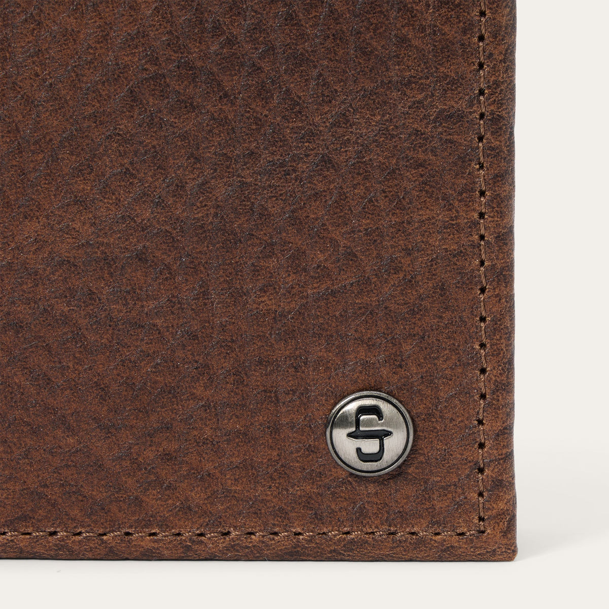Bison Leather Stetson Rivet Bi-Fold Wallet Hazelnut Bison - Stetson