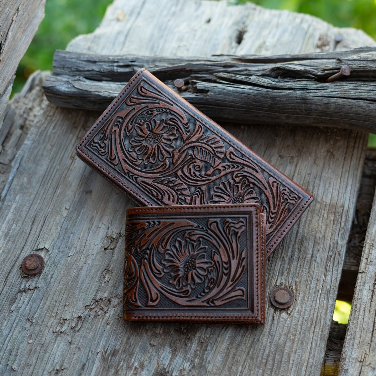 Tooled Bi-Fold Wallet Brown - Stetson