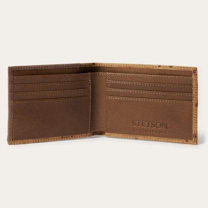 Tooled Embossed Ostrich Bi-Fold Wallet Brown / California Nut - Stetson