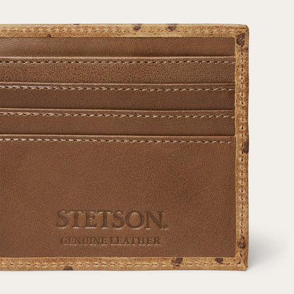 Tooled Embossed Ostrich Bi-Fold Wallet Brown / California Nut - Stetson