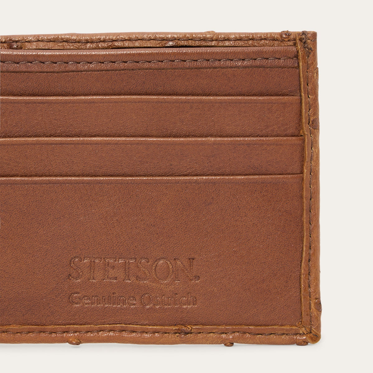 Ostrich Bi-Fold Wallet Antique Cognac - Stetson