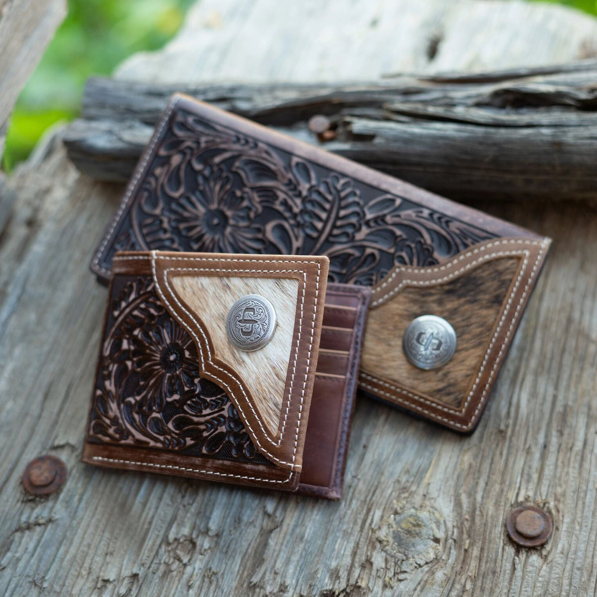 Hair-On-Hide Concho Checkbook Vintage Brown - Stetson