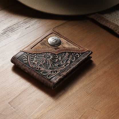 Hair-On-Hide Concho Bi-Fold Wallet Vintage Brown - Stetson