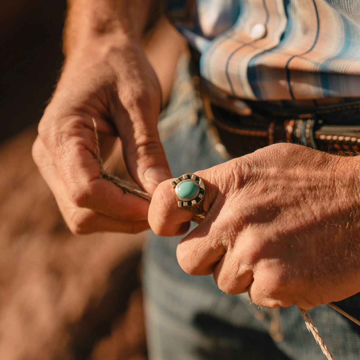Horseshoe Ring with Turquoise Select a size - Stetson