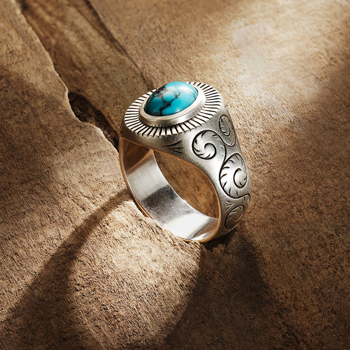Filigree Ring with Turquoise Silver - Stetson