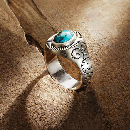 Filigree Ring with Turquoise Silver - Stetson