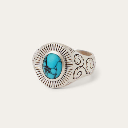 Filigree Ring with Turquoise Silver - Stetson