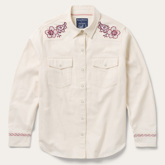 Tommy Bahama x Stetson Bandana Bay Embroidered Ecru Shirt Ecru Sand - Stetson