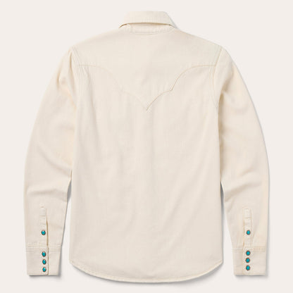 Turquoise Snap Western Denim Shirt Cream - Stetson