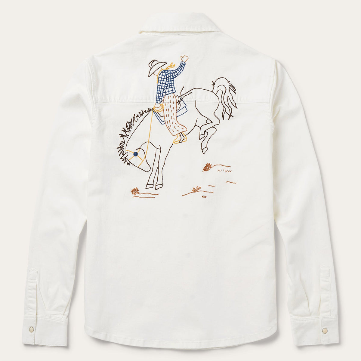 Western Embroidered Denim Shirt White - Stetson