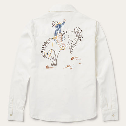 Western Embroidered Denim Shirt White - Stetson