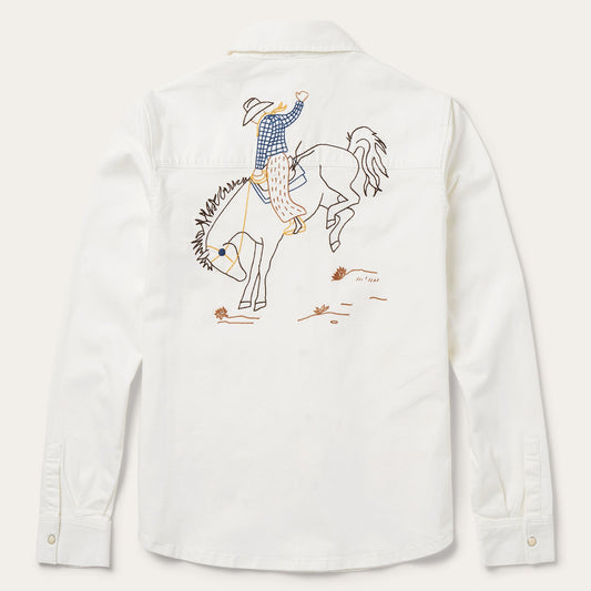 Western Embroidered Denim Shirt White - Stetson