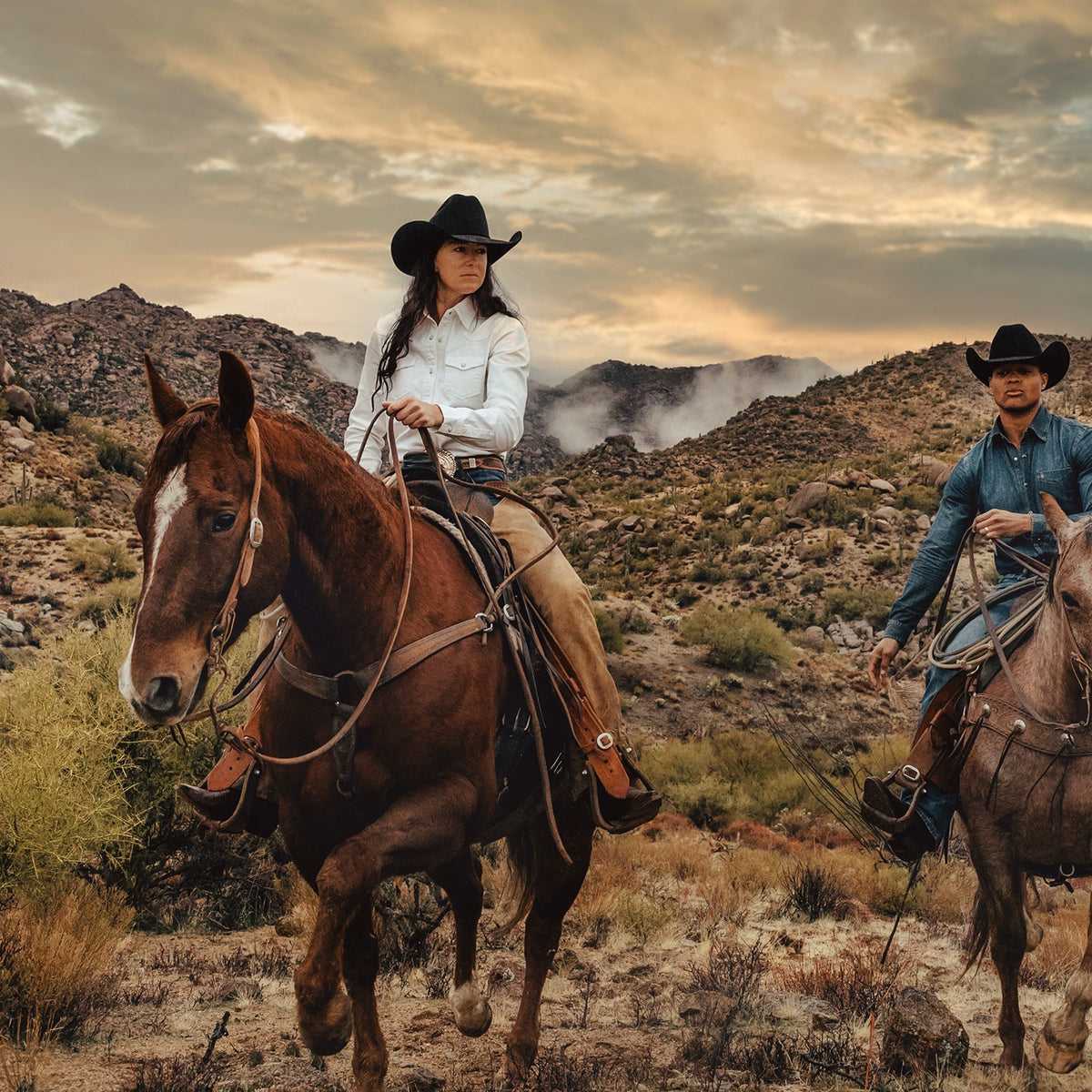 Western Embroidered Denim Shirt White - Stetson