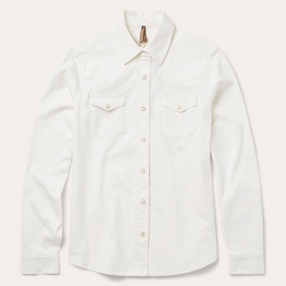 Western Embroidered Denim Shirt White - Stetson