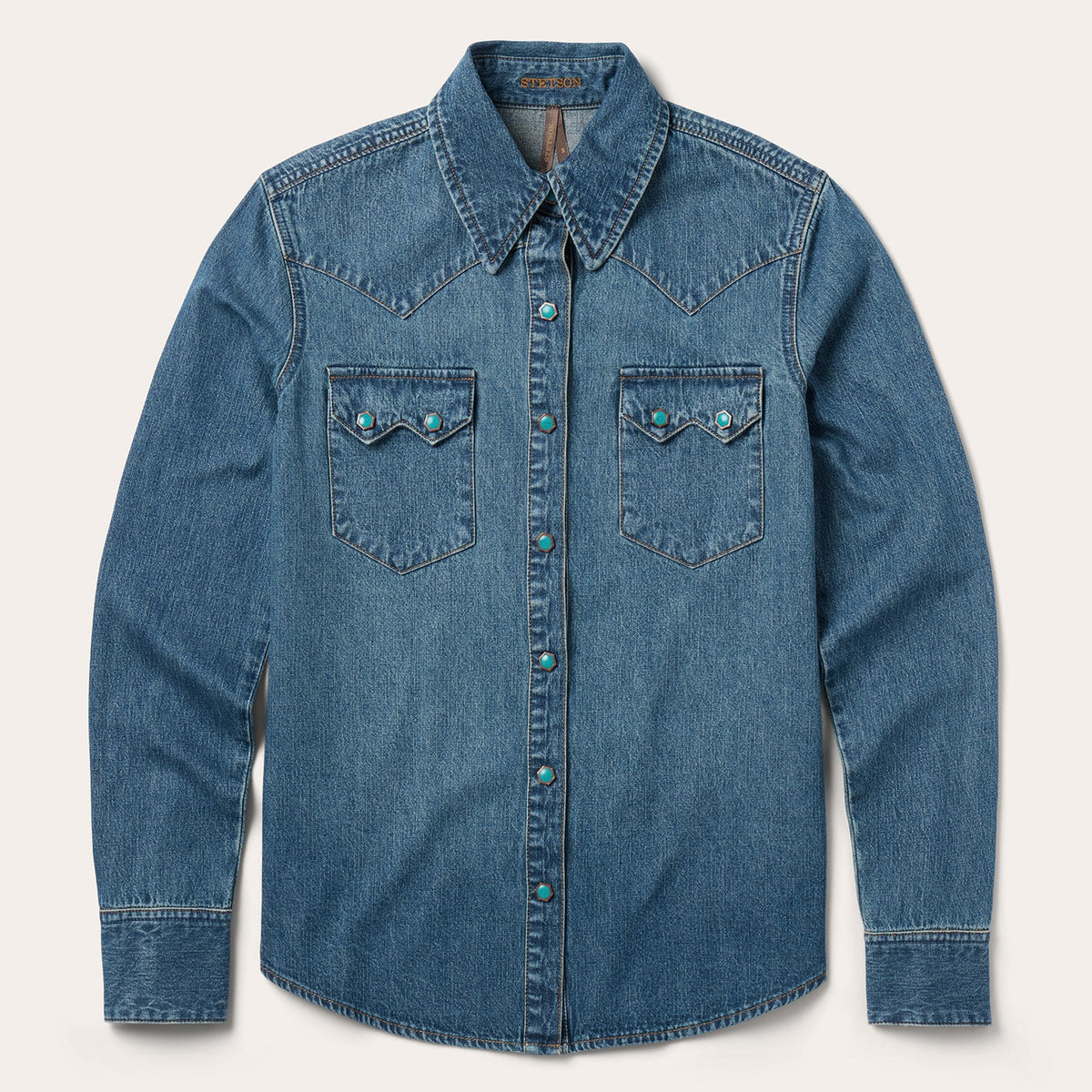 Turquoise Snap Western Denim Shirt Blue - Stetson