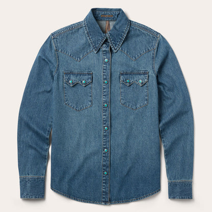 Turquoise Snap Western Denim Shirt Blue - Stetson