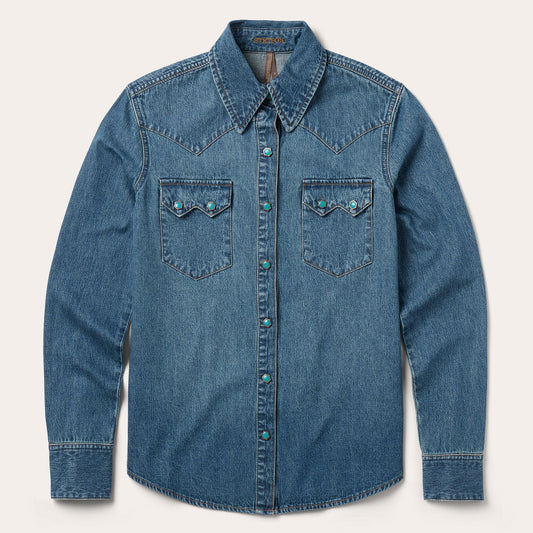 Turquoise Snap Western Denim Shirt Blue - Stetson