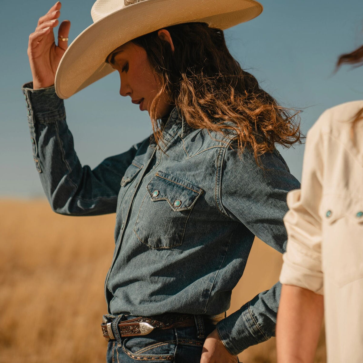 Turquoise Snap Western Denim Shirt Blue - Stetson