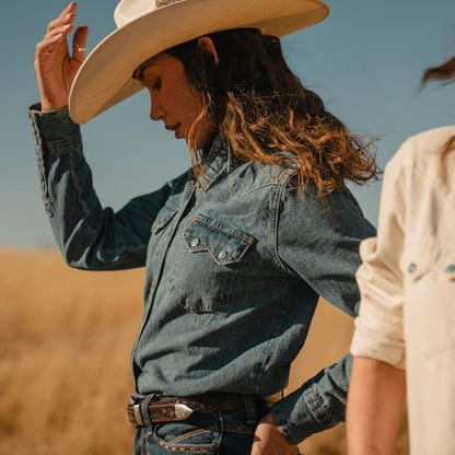 Turquoise Snap Western Denim Shirt Blue - Stetson